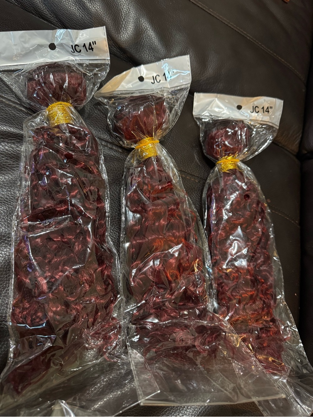 3-Pack JC 14" Burgundy Curly Synthetic Hair Bundles